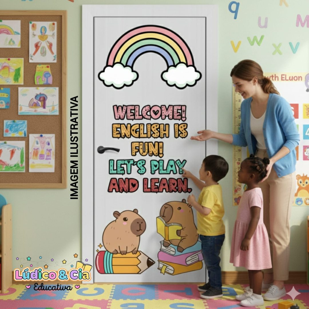 Capivaras painel de porta em inglês